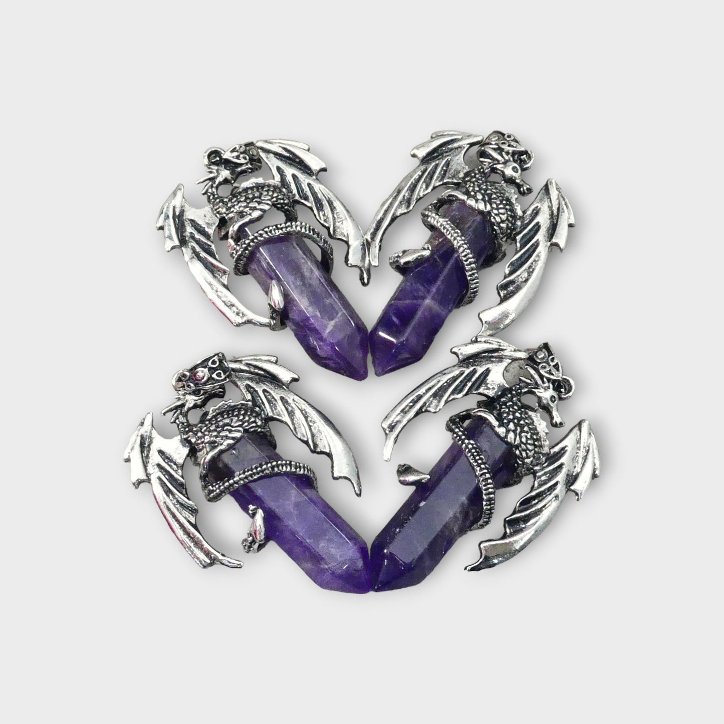 Amethyst Flying Dragon Point Pendant 34x50mm-0